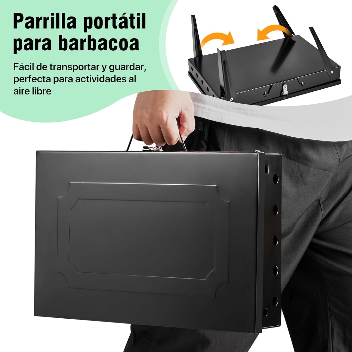 ASADOR PORTÁTIL PLEGABLE  CON  UTENSILIOS DE COCINA