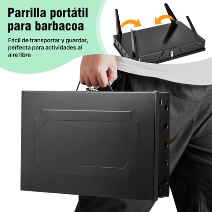 ASADOR PORTÁTIL PLEGABLE  CON  UTENSILIOS DE COCINA