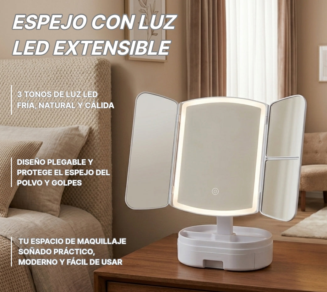 ESPEJO CON LUZ LED EXTENSIBLE