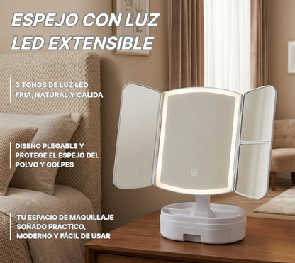 ESPEJO CON LUZ LED EXTENSIBLE