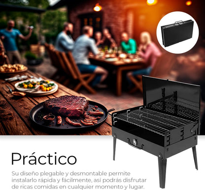 ASADOR PORTÁTIL PLEGABLE  CON  UTENSILIOS DE COCINA