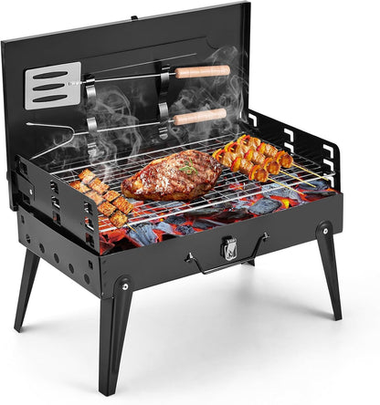 ASADOR PORTÁTIL PLEGABLE  CON  UTENSILIOS DE COCINA