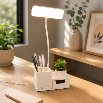 ORGANIZADOR DE ESCRITORIO CON LÁMPARA LED