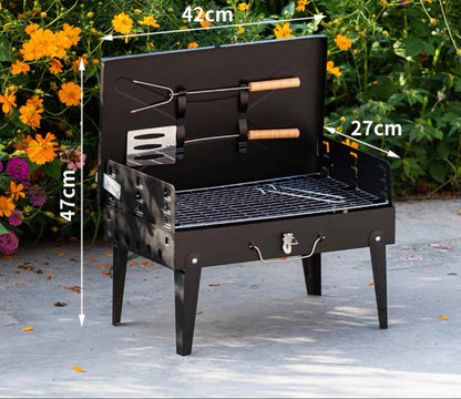 ASADOR PORTÁTIL PLEGABLE  CON  UTENSILIOS DE COCINA
