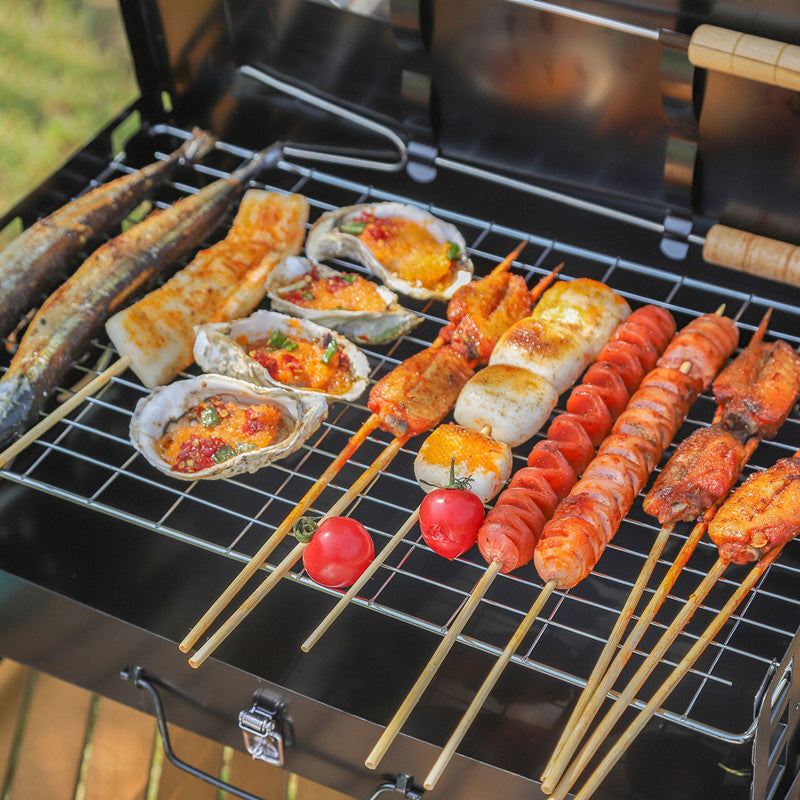 ASADOR PORTÁTIL PLEGABLE  CON  UTENSILIOS DE COCINA